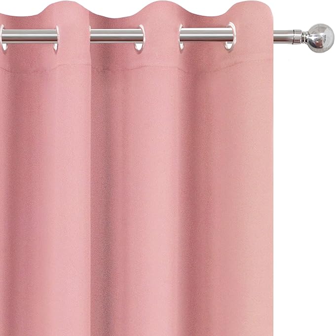 LEMOMO Blackout Curtains 66 x 84 inch/Pink Curtains Set of 2 Panels/Thermal - Image 7