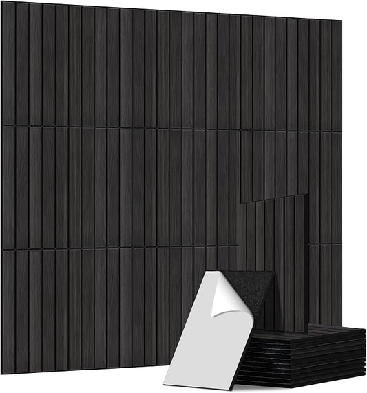 PVC Acoustic Wood Wall Panels, 12 Pack 11.8 x 15.7 x 0.35 Inch Sound Proofing by AUTORIFIC
