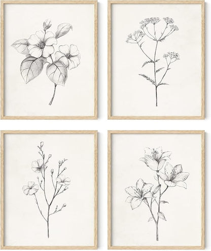 HAUS AND HUES Grey Floral Wall Art by HausandHuesArtPrints