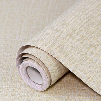 Beige Grasscloth Peel and Stick Wallpaper 17.3"x120" Faux Linen Textured by Uooar