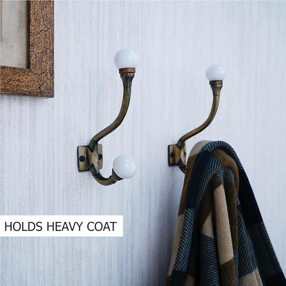 Indian Shelf Pack of 12 Heavy Duty Double Prong White Decorative Coat Hooks - Image 2