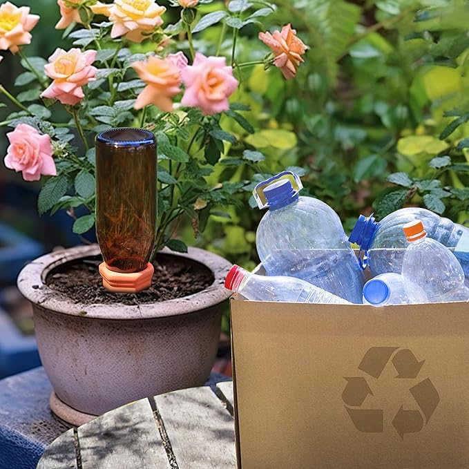 Wine Bottle Watering Spikes, Terracotta Watering Spikes for Out | Indoor Plants, Self Watering Planter Insert, Vacation Plant Watering Devices, Clay Plant Watering Globes, 8-Pack