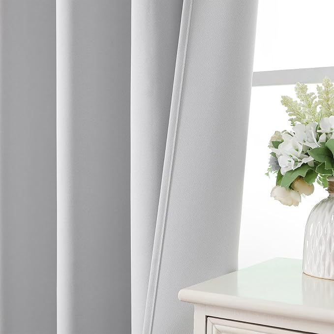 CUCRAF Grayish White Blackout Curtains 54 inch Length 2 Panels Set, Rod Pocket - Image 6