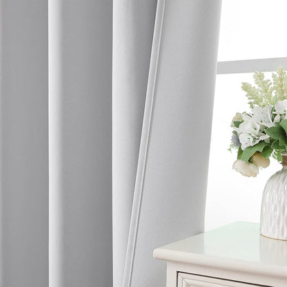 CUCRAF Grayish White Blackout Curtains 84 inch Length 2 Panels Set, Rod Pocket - Image 6