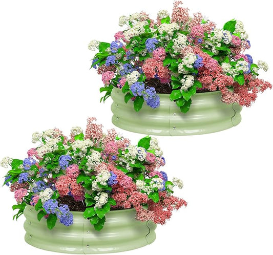 BPS Metal Raised Garden Bed, 2-Pack 2.5FT Diameter Galvanized Planter Raised Garden Boxes for Flower Planters, Vegetables Herb
