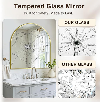Vanity Bathroom Mirror for Wall, 32”x30” Arched Bathroom Mirror for Over Sink - Image 5