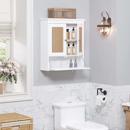 Spirich Bathroom Wall Cabinet Over Toilet, Boho Rattan Medicine Cabinet - Image 4
