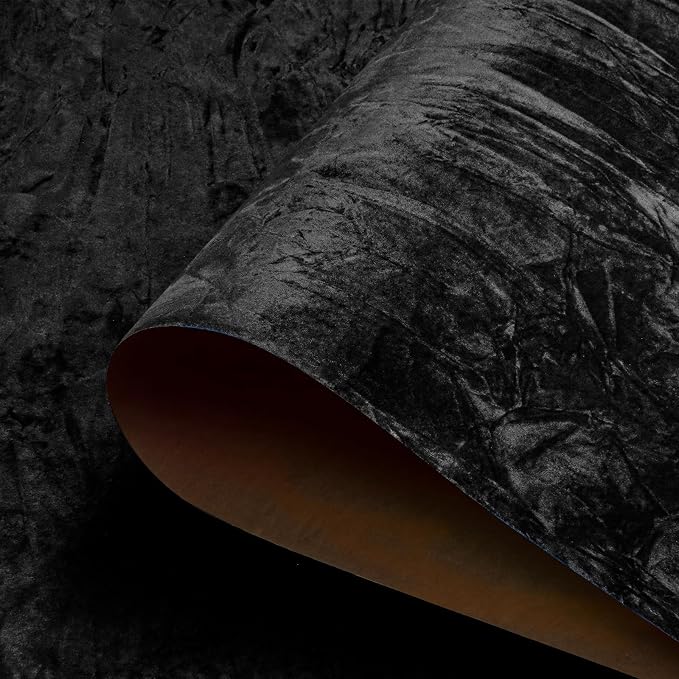 17.7"x317" Black Velvet Wallpaper Peel and Stick Velvet Fabric Wallpaper Soft by HelloWall