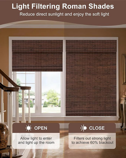 24''W X 72'''H Cordless Bamboo Roman Shades - Image 3