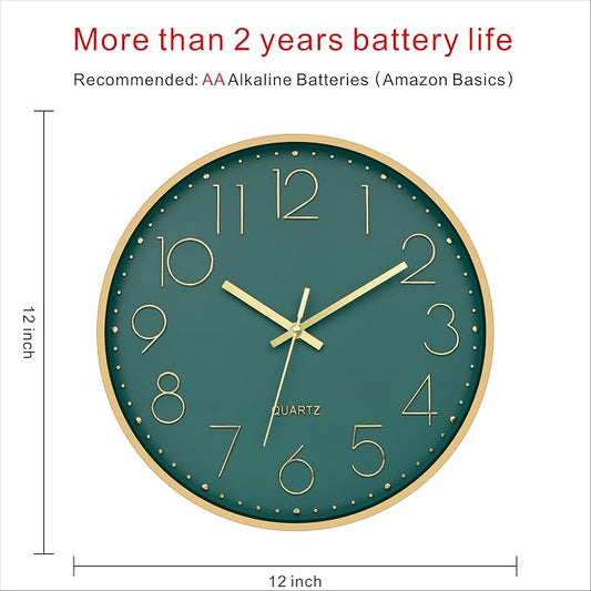 Foxtop Modern Wall Clock 12 Inch Silent Non Ticking Battery Operated Round - Image 2