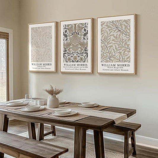 Framed Large William Morris Vintage Wall Art Set of 3, Large Neutral Botanical - Image 2