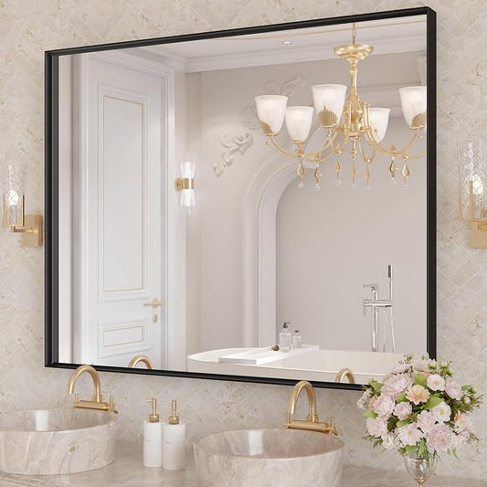 LOAAO Black Bathroom Mirror 40"X24" by LOAAO
