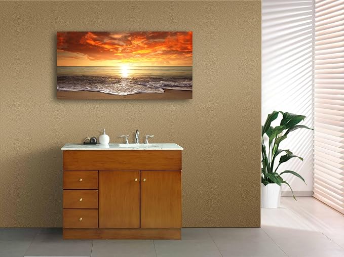 Baisuart-S0162 Canvas Prints Wall Art Sunset Ocean Beach Pictures Photo - Image 5