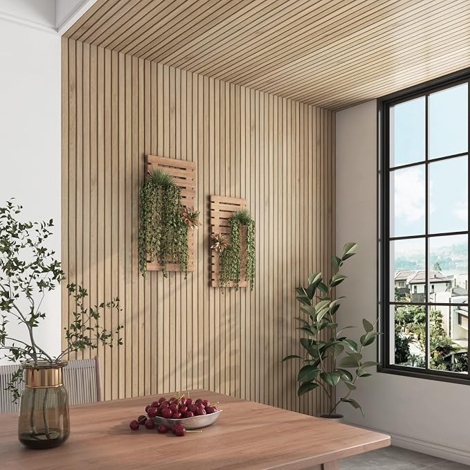 Wood Slat Wallpaper Peel and Stick Thick Brown Slat Wood Panels - Image 3