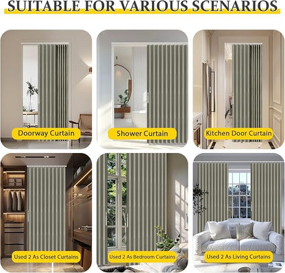 AJAZZ 100% Blackout Accordion Door Magnetic Door Curtain Folding Closet Doors - Image 5