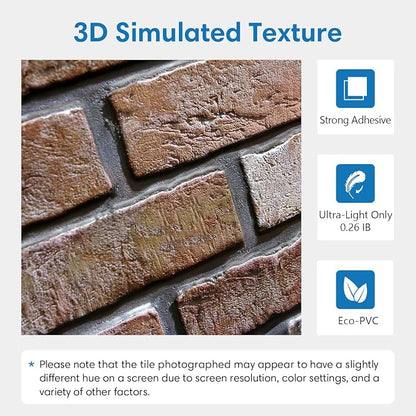 COMSTICKC 3D Brown Faux Brick Wall Panel Peel and Stick Wall Covering, Not Real - Image 3