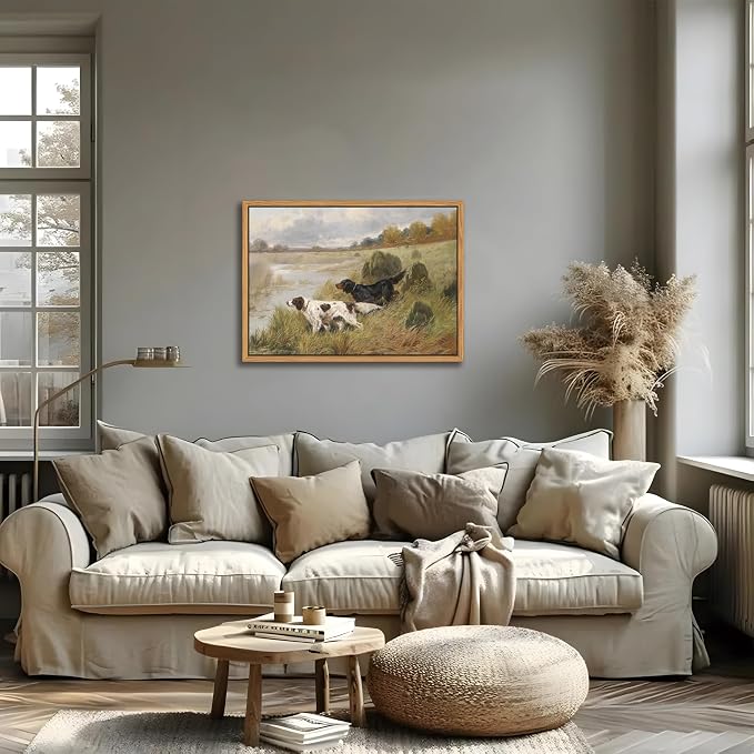 Floating Framed Vintage Hunting Dog Wall Art, Classic Countryside Landscape - Image 8