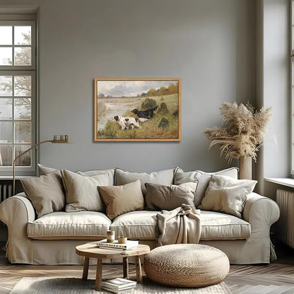 Floating Framed Vintage Hunting Dog Wall Art, Classic Countryside Landscape - Image 8