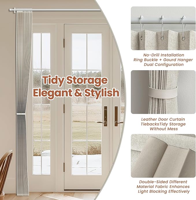AJAZZ Blackout Accordion Door Curtain 98"x106" Cream White - Image 5