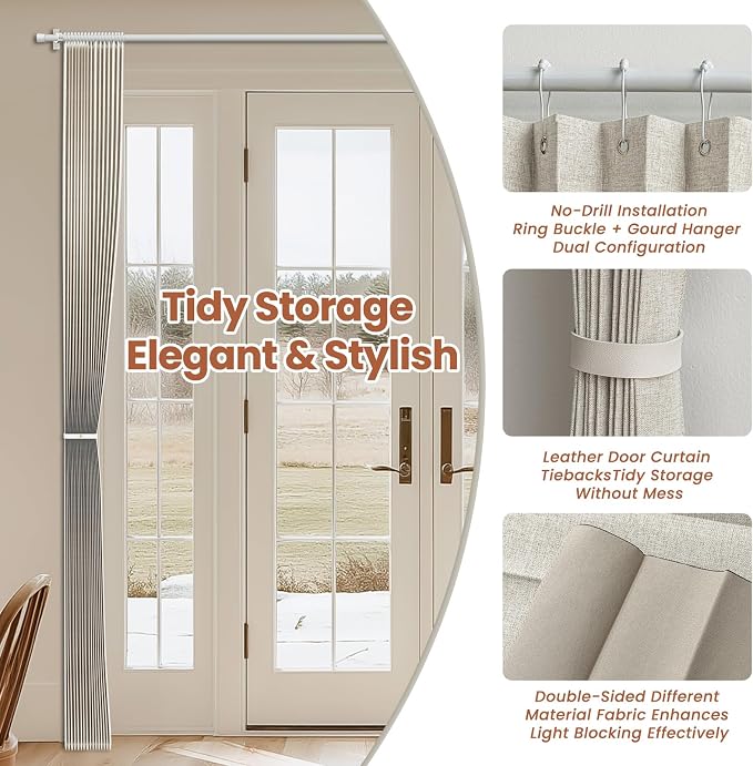 AJAZZ Blackout Accordion Door Curtain 98"x78" Cream White - Image 5