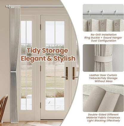 AJAZZ Blackout Accordion Door Curtain 98"x78" Cream White - Image 5