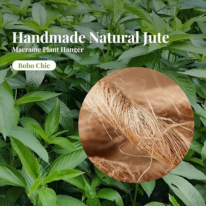 Jute Macrame Plant Hanger Indoor Set of 2 Hanging Planter Basket Flower Pot Holder with Decorative Wood Beads & No Tassels for Indoor Outdoor Boho Home Decor, 35 Inch Brown (Pots Not Included)