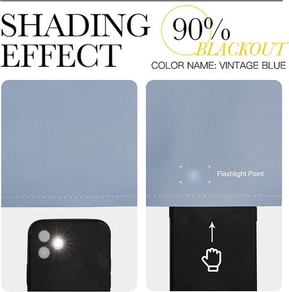 NICETOWN Kitchen Curtains, Short Blackout Drapes, Vintage Blue, Thermal - Image 4