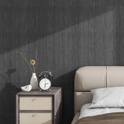 Grasscloth Textured Wallpaper Gray Peel and Stick 24inX393in Fabric Wall Paper - Image 2
