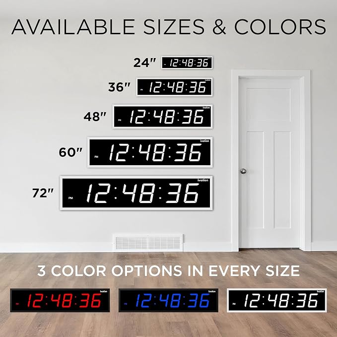 Ivation Oversized 24" Large Digital LED Clock | Big Digital Clock - Image 9