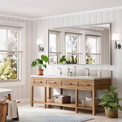 72'' x 36'' Large Beveled Silver Bathroom Vanity Mirror, Shatterproof Rectangle - Image 6