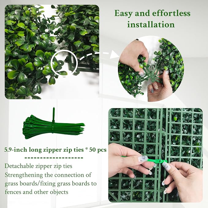 Artificial Boxwood Panels: 20"x 20" 4-Layer Leaf UV-Protected Grass Wall - Image 5