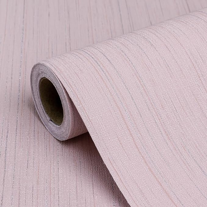 Pink Grasscloth Peel and Stick Wallpaper A Set of 23.6" X 120" Self-Adhesive by Biyoeepeelstickwallpaper