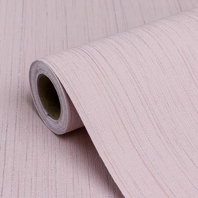 Pink Grasscloth Peel and Stick Wallpaper A Set of 23.6" X 480" Self-Adhesive by Biyoeepeelstickwallpaper