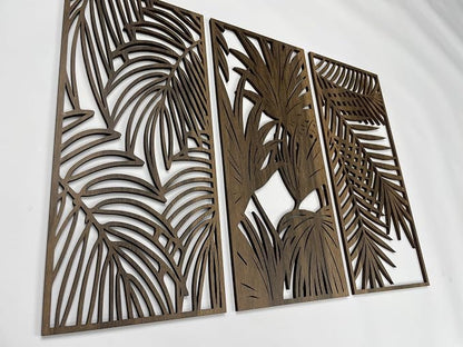 Tropical Leaves Wood Wall Art for Living Room, Botanical Wall Art Wood Panel - Image 7
