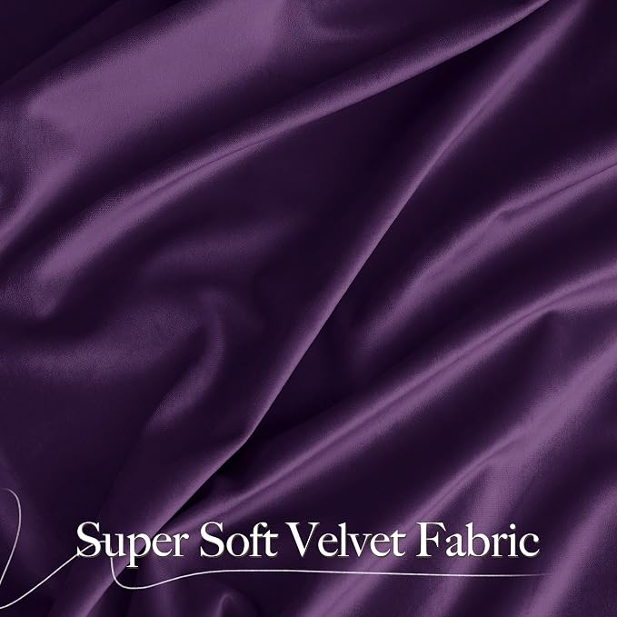 NICETOWN Purple Velvet Blackout Curtains 96 inches Long, Solid Heavy Matt Rod - Image 2