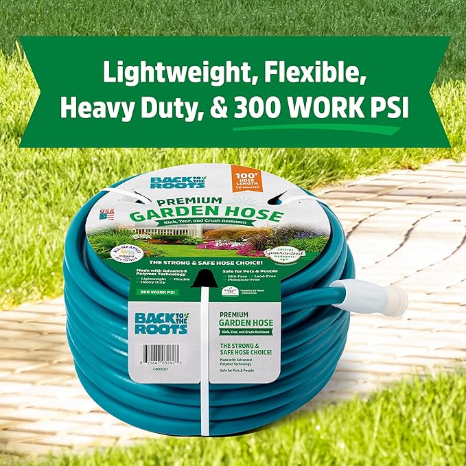 Back to the Roots Kink Resistant, BPA-Free Garden Hose, 100ft
