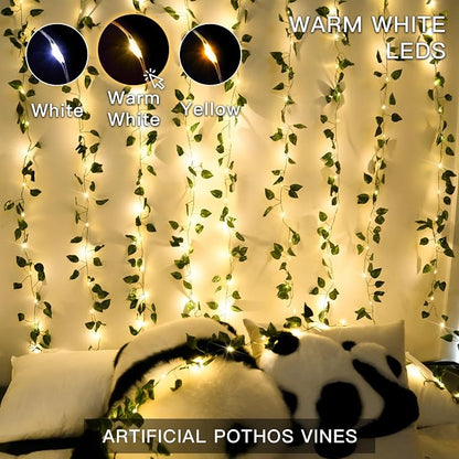 suddus Vine with Fairy Lights Battery Operated, 33ft100 LED Pothos String - Image 3