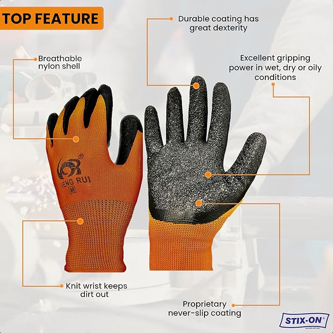 10 OR 20 Pairs Work Gloves–Heavy Duty Rubber Coated Safety Work Gloves–Multipurpose Gloves