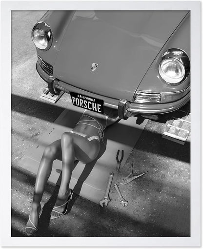 Poster Master Woman Under Classic Car Poster by PosterMaster