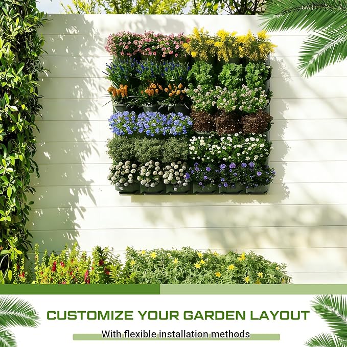 Briwooody 1 Set 2 Pocket Vertical Stackable Wall Planters Kit Outdoor Self - Image 6