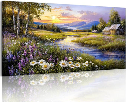 SERIMINO Large Wall Art Prints, Rural Landscape Wall Decor, Meadow Wildflower by SERIMINO
