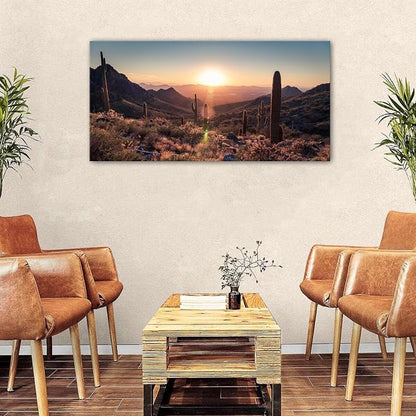 Mountain Wall Art Sunset Cactus Wall Decor Arizona Sonoran Desert Canvas - Image 4