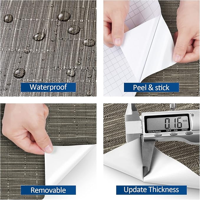 FunStick 24"x200" Thick Brown Grasscloth Peel and Stick Wallpaper Textured - Image 4