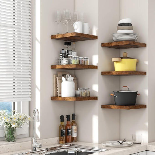 Square Floating Shelves for Wall 8"W x 8"D x 1.2"H, Small Engineered Wood Wall - Image 2