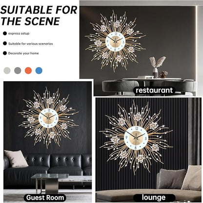 SIN&MI Large Wall Clocks, Silent Sunflower Shape Chic Decorative Wall Clock - Image 4