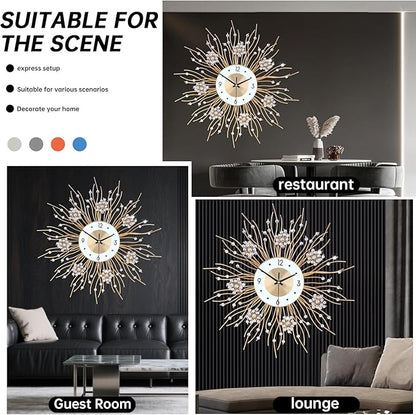 SIN&MI Large Wall Clocks, Silent Sunflower Shape Chic Decorative Wall Clock - Image 3