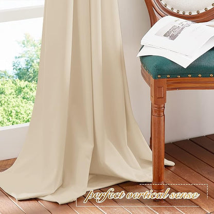 NICETOWN Beige Velvet Curtains 63 inches 2 Panels Set, Thermal Insulated Heavy - Image 7