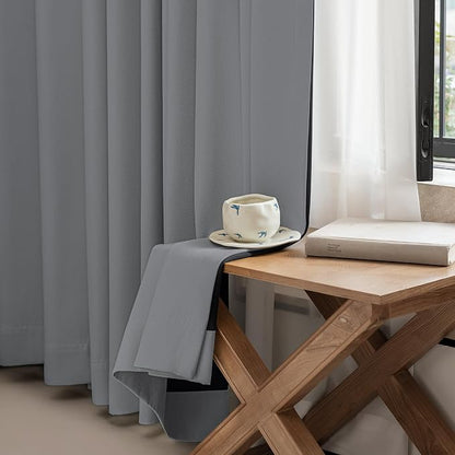 FMFUNCTEX 100% Dark Grey Blackout Curtains - Image 5