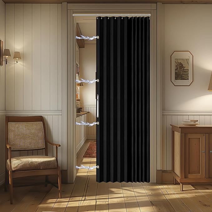 AJAZZ 100% Blackout Accordion Doors Interior Magnetic Door Curtain Folding - Image 7
