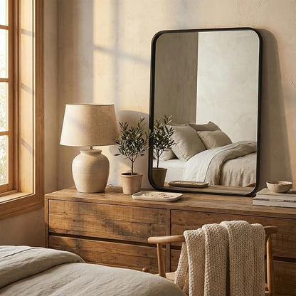 2-Pack 24x30 Inch Matte Black Bathroom Vanity Mirrors | Flush Mount Deep Set - Image 9